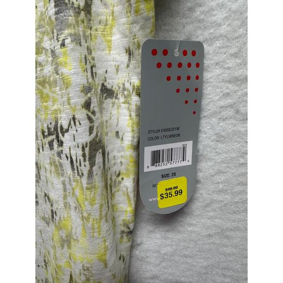 NWT Exertek Women 2X Burnout Athleisure Hoodie Yellow Gray - Picture 6 of 8